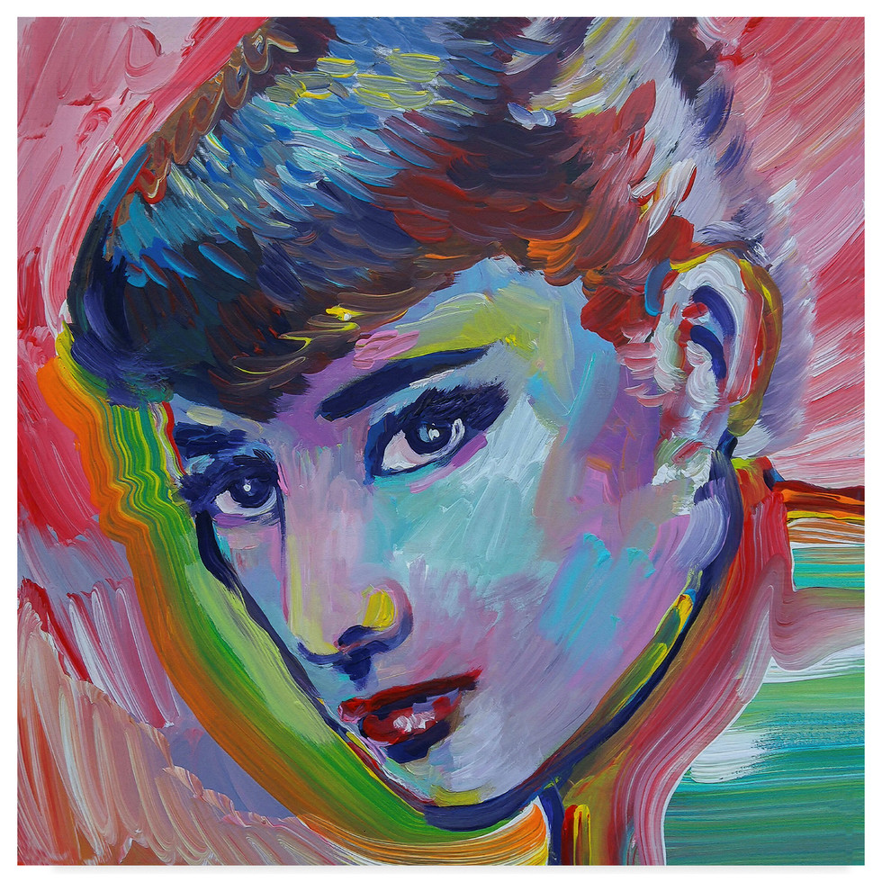 Howie Green 'Audrey Hepburn Portrait' Canvas Art, 14"x14"