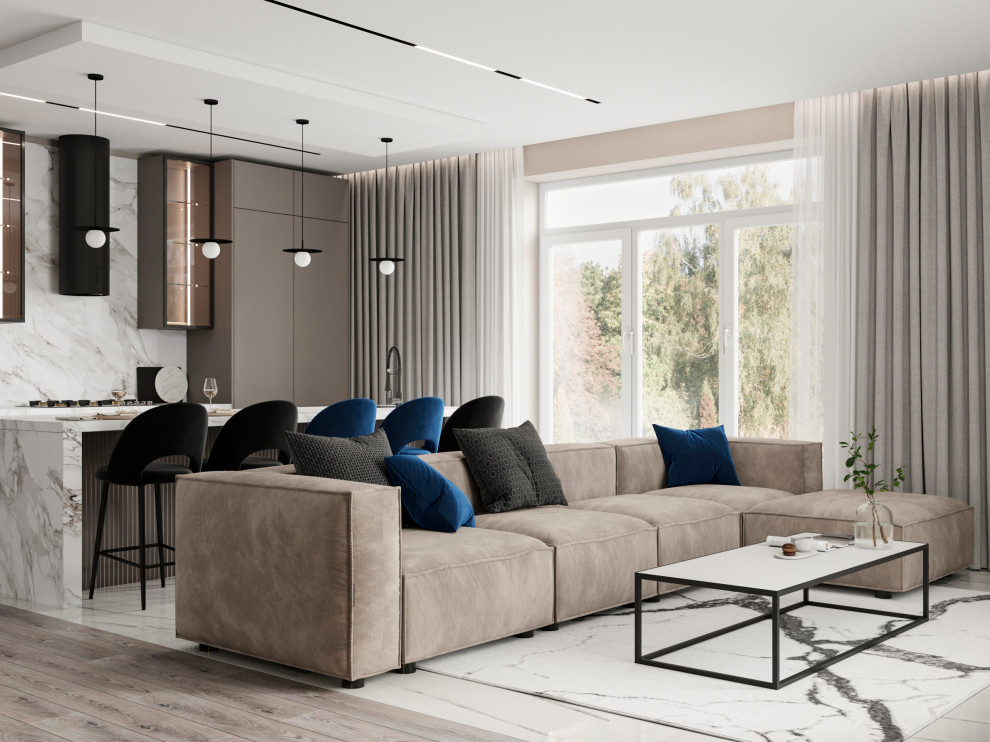 Дизайн кухни-гостиной