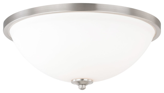 Flush Mounts 3 Light Fixtures W Satin Nickel Finish Steel Medium