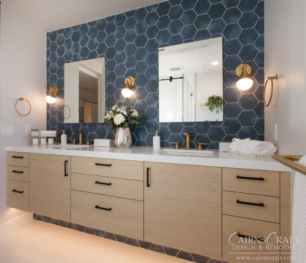 La Jolla Blue Primary Bath Contemporary Bathroom San Diego by
