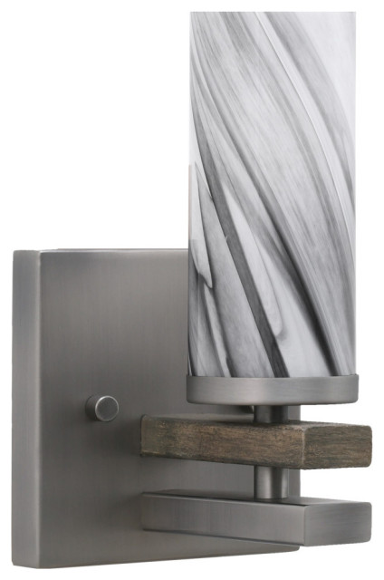 Image showcasing Belmont Wall Sconce, Graphite & Painted Distressed Wood-look, 2.5