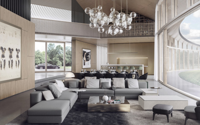 Hamptons Villa contemporary-vardagsrum