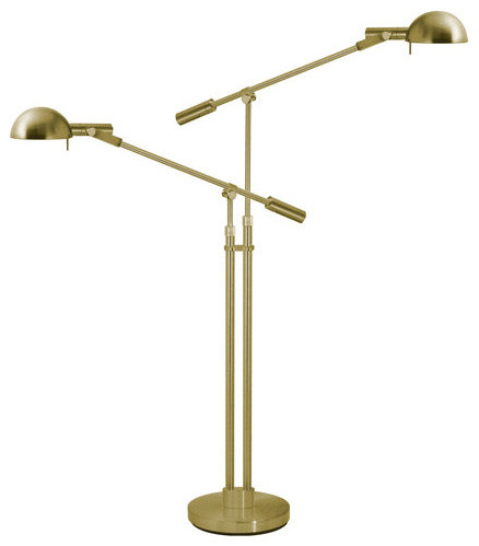 Sonneman 2-Light E-Dome Double Boom Arm Adjustable Floor Lamp, Satin Brass