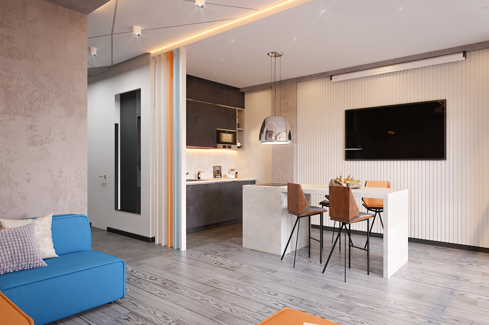 Дизайн однокомнатной квартиры 60 кв.м. в ЖК "Дом на Мосфильмовской"