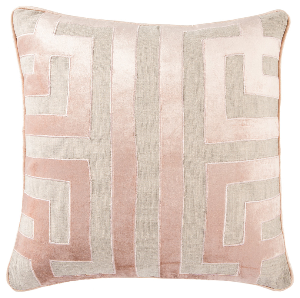 Nikki Chu By Jaipur Living Ordella Beige Pink Geometric Down Throw