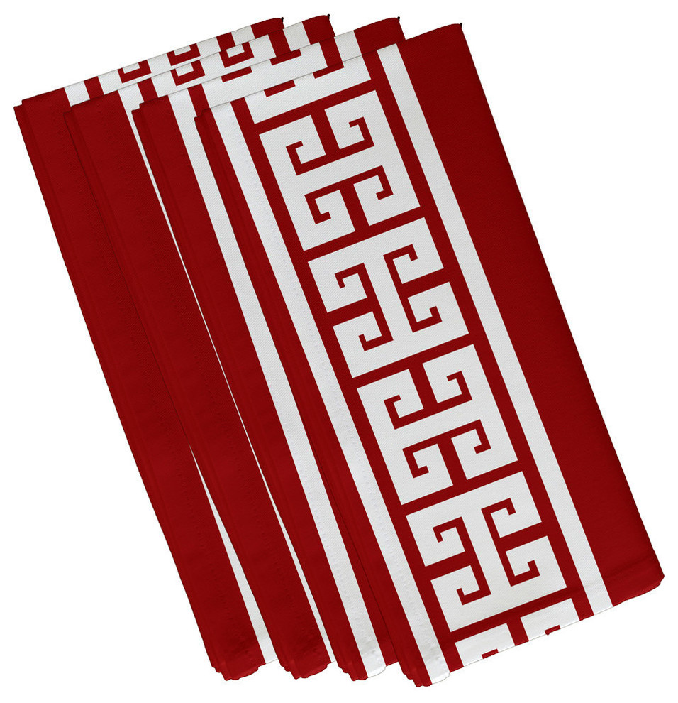Key Stripe, Stripe Print Napkin, Red, Set of 4