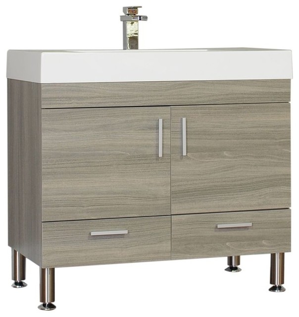 Greenville 36" Single Modern Bathroom Vanity, Gray Contemporary