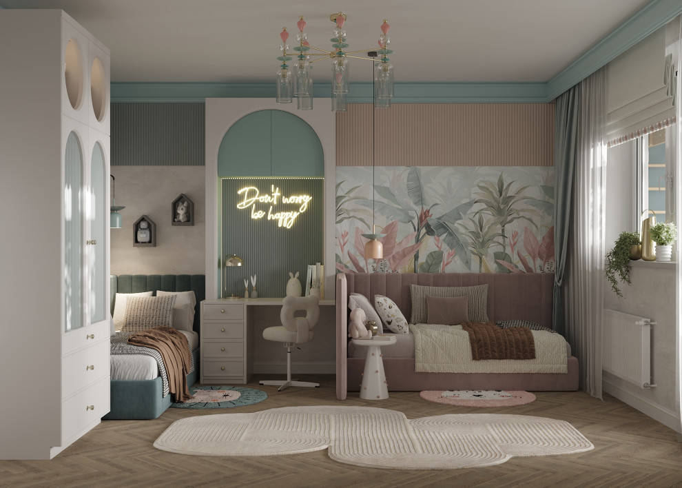 Проект детской комнаты для двух разнополых детей 19 кв.м.