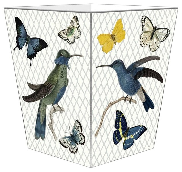Blue Bird and Buterflies Wastepaper Basket