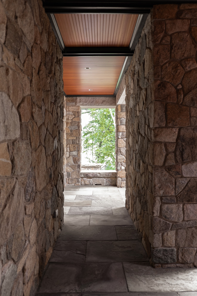 This is an example of a country exterior with stone veneer.