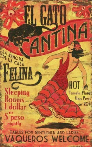 Vintage Signs El Gato Retro Mexican Cantina Sign Midcentury Prints And Posters By My Barnwood Frames