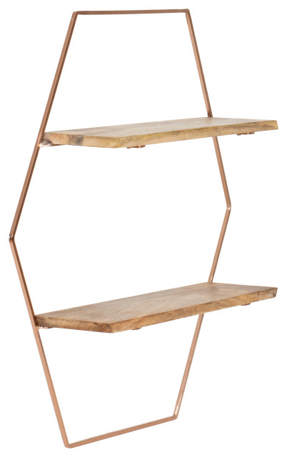 Cassie Hexagon Wall Shelf Industrial Display And Shelves By Madeleine Home Inc Houzz - Rose Gold Hexagon Wall Shelves