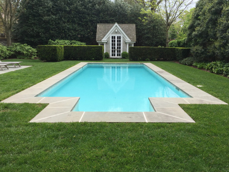 Inspiration for a mid-sized transitional backyard rectangular pool remodel