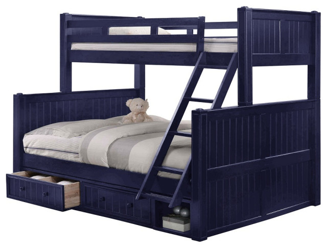 Annapolis Blue Twin over Queen Bunk Bed with Storage Drawers