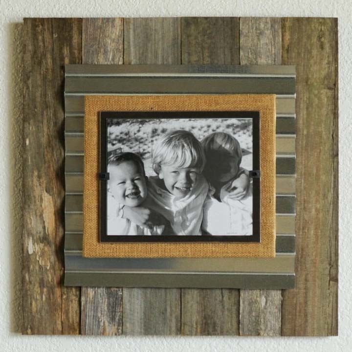 Reclaimed Wood & Corrugated Frame - Large