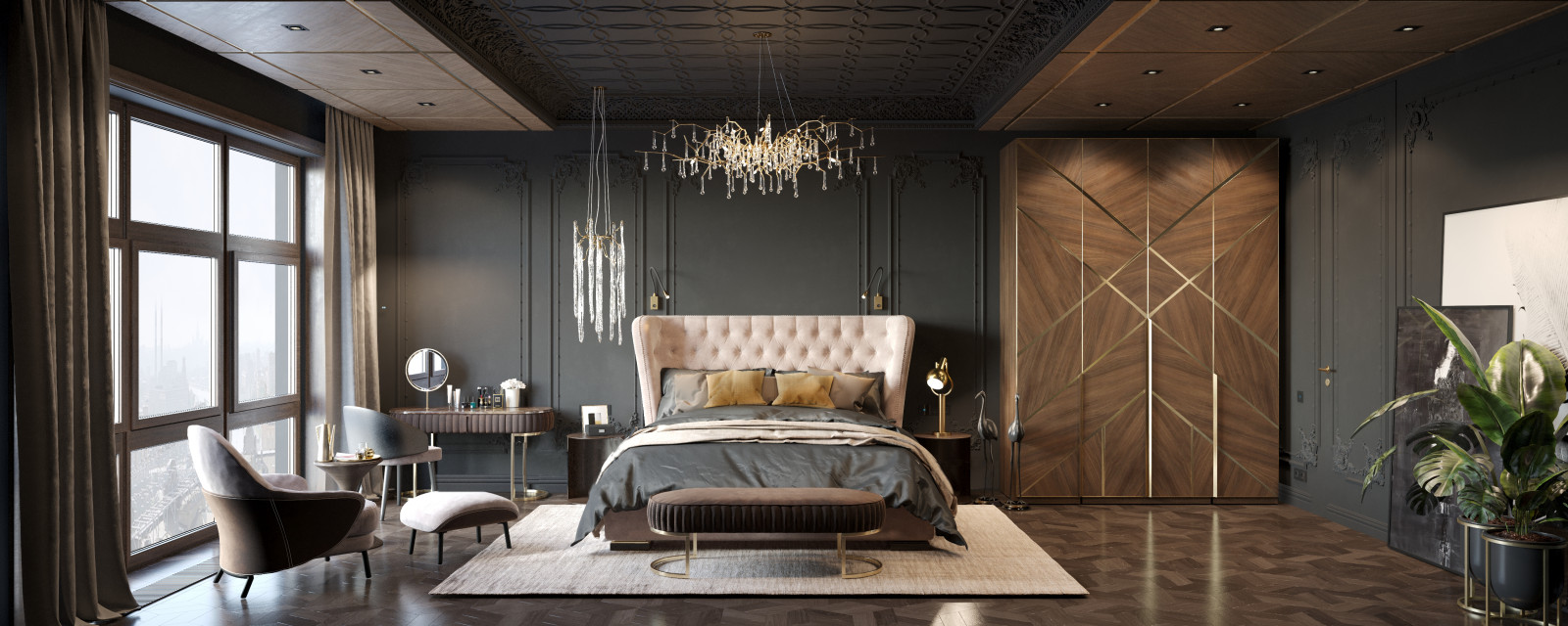 Визуализация спальни "Сдержанный шик"