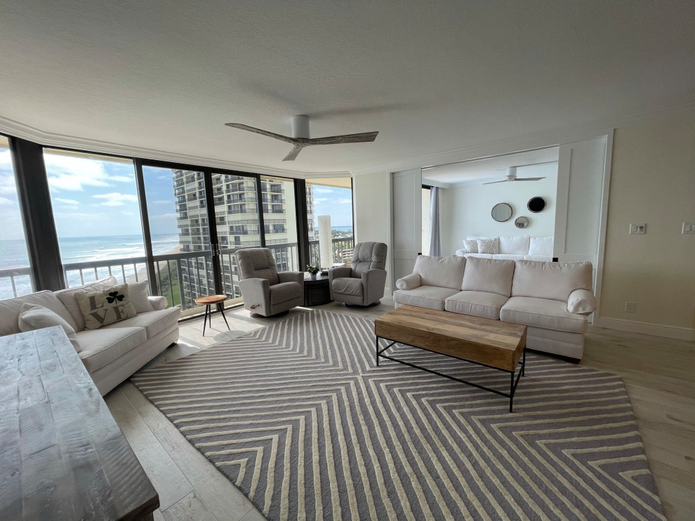 Medium sized beach style living room in Miami.