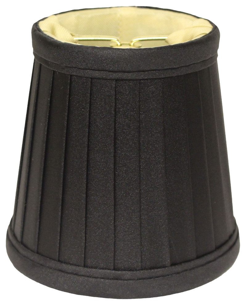5" Black and Gold Set of 6 Slanted Pleat Chandelier Silk Lampshades