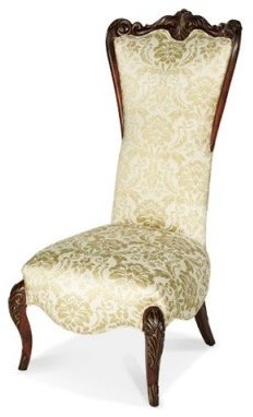 Aico Imperial Court High Back Chestnut Wood Trim Chair - Champagne