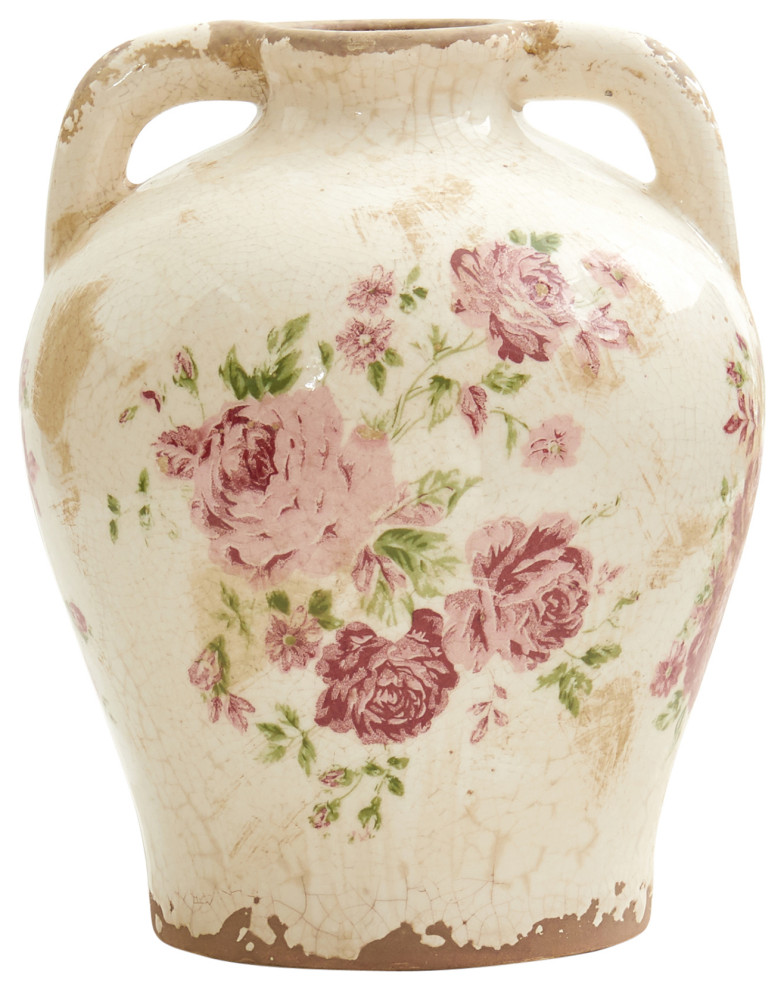 8" Tuscan Ceramic Floral Print Vase