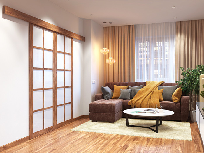 Уютная гостиная с каминной зоной