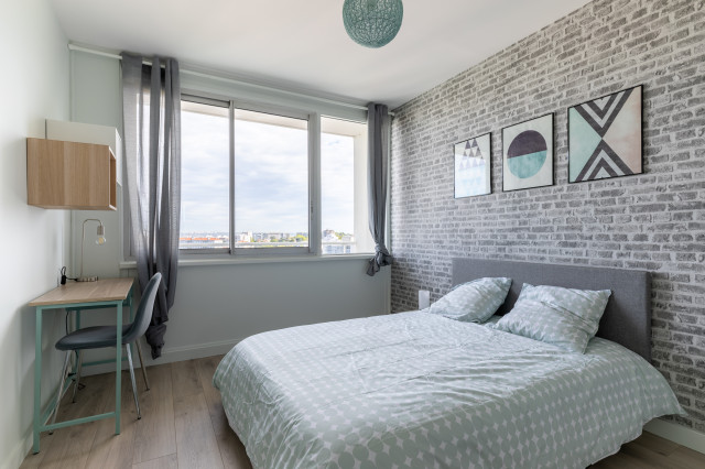 Colocation meubl&eacute;e et d&eacute;cor&eacute;e 100m&sup2; LYON scandinavian-bedroom