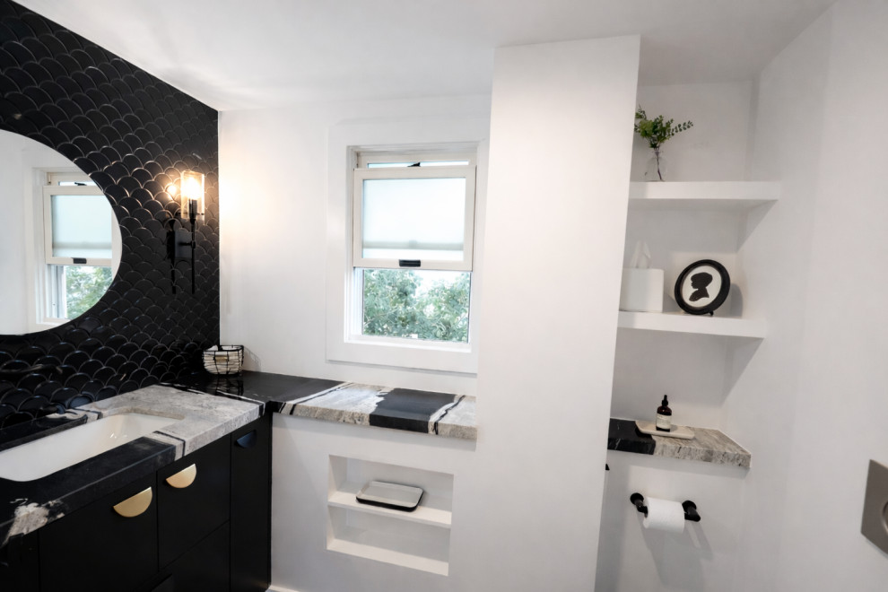 Modern Kitchen & Bathroom with Copacabana Quartzite Island