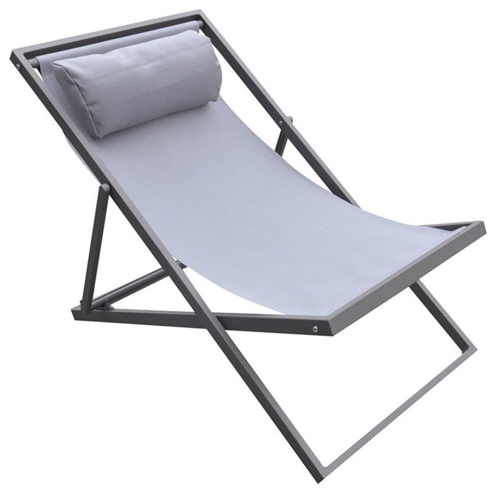 Armen Living Wave Modern Aluminum Outdoor Patio Deck Chair in Gray