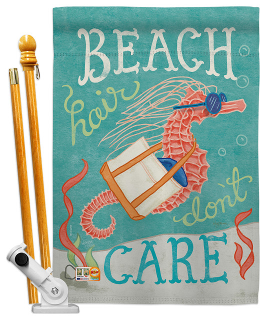 Seahorse Beach Hair Coastal Nautical House Flag Set Modern Flags And Flagpoles by Breeze