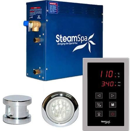 SteamSpa Indulgence 6kw Touch Pad Steam Generator Package in Chrome
