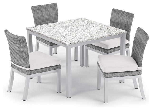 Travira 5 Piece 39 Ash Dining Table Argento Side Set Eggshell White