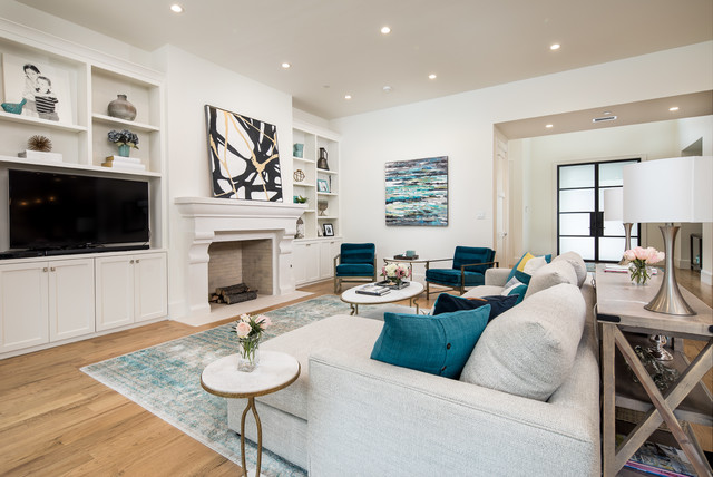 Custom Build Home transitional-living-room