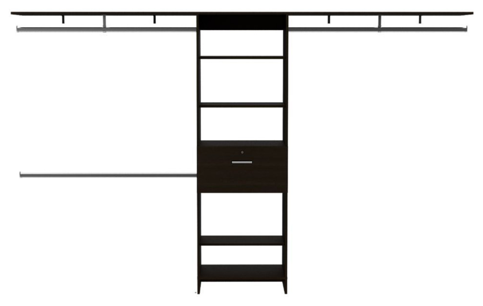 DEPOT E-SHOP Zamora Closet System with 3 Hanging Rods, Black