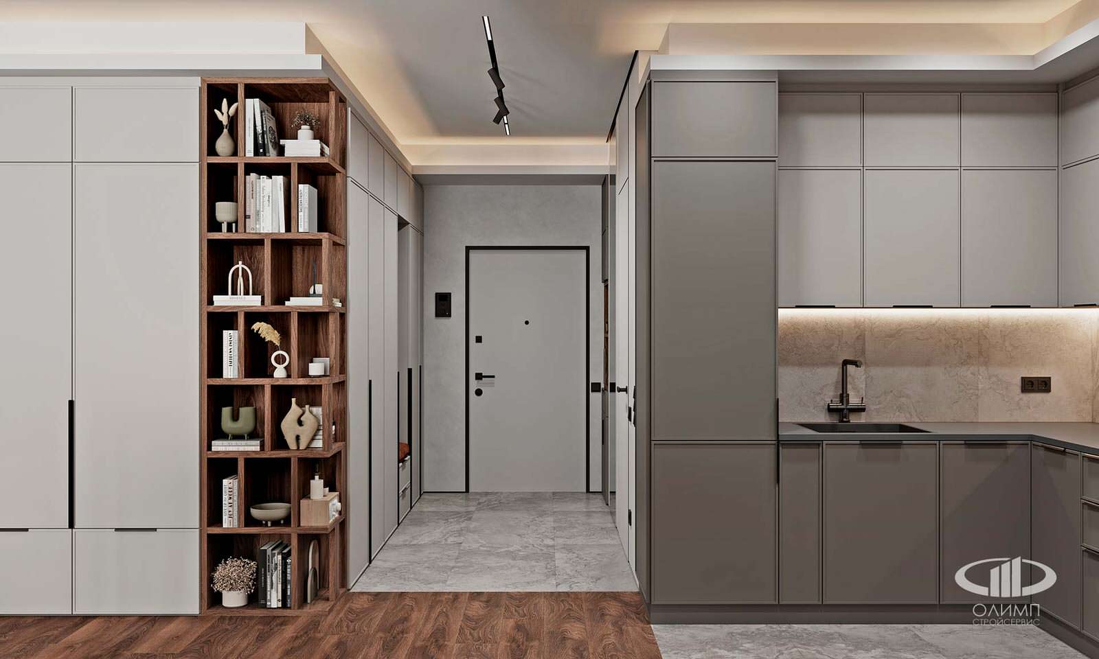 ЖК Крылья: Дизайн интерьера квартиры 50 кв.м. в современном стиле