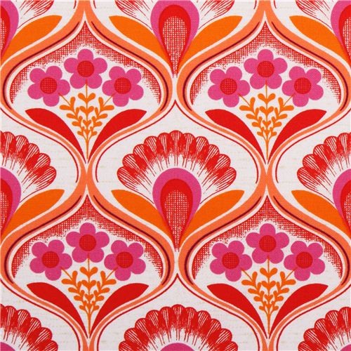 retro flower wallpaper canvas fabric pink Robert Kaufman
