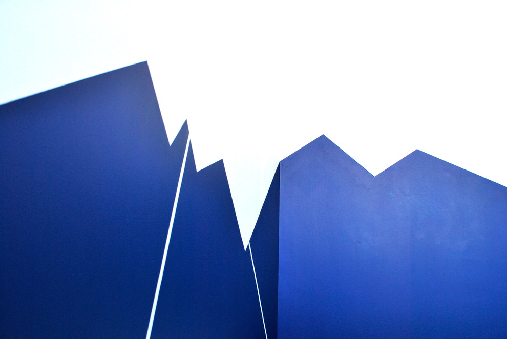 Fresque murale géométrique, tête de lit.