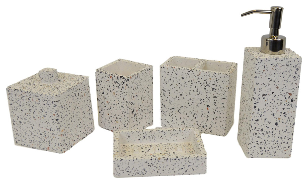 5Pc Bathroom Set Color Chips in White Cement Contemporary