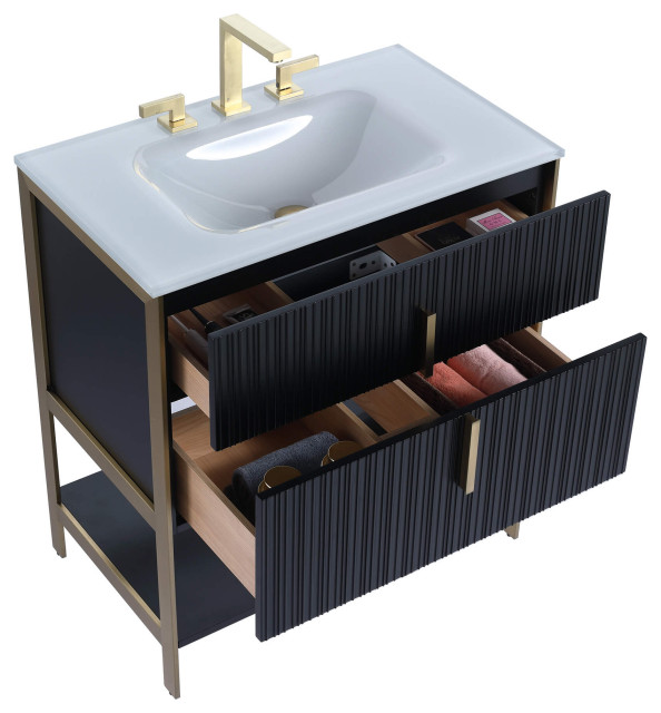 Fine Fixtures Serenity Modern bathroom vanity, Brass Hardware - Contemporary - Bathroom Vanities ...