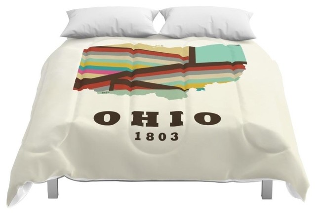 Society6 Ohio State Map Modern Comforter Contemporary