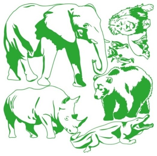 Zoo Animal Set Wall Decal Contemporary Wall Decals by Style and Apply