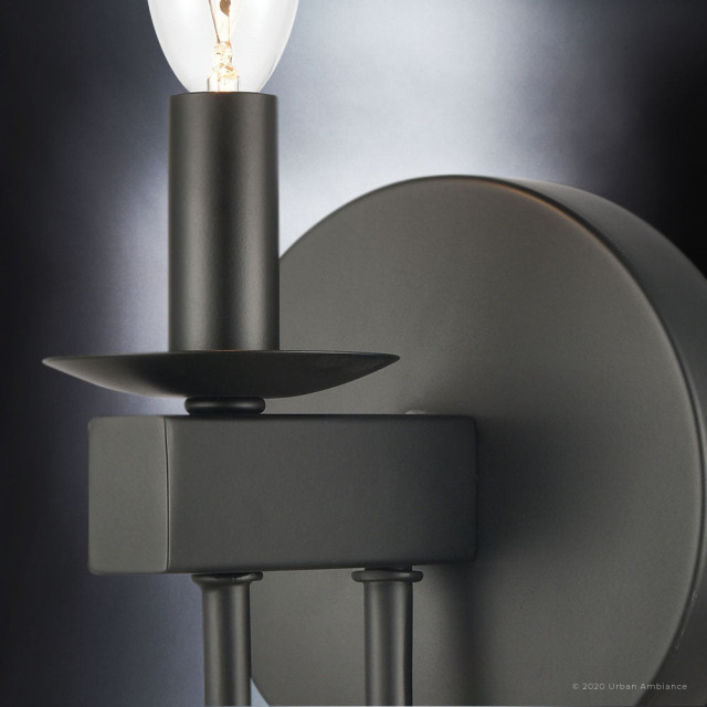 Luxury Cottagecore Wall Sconce, Black, UEX2270 Transitional
