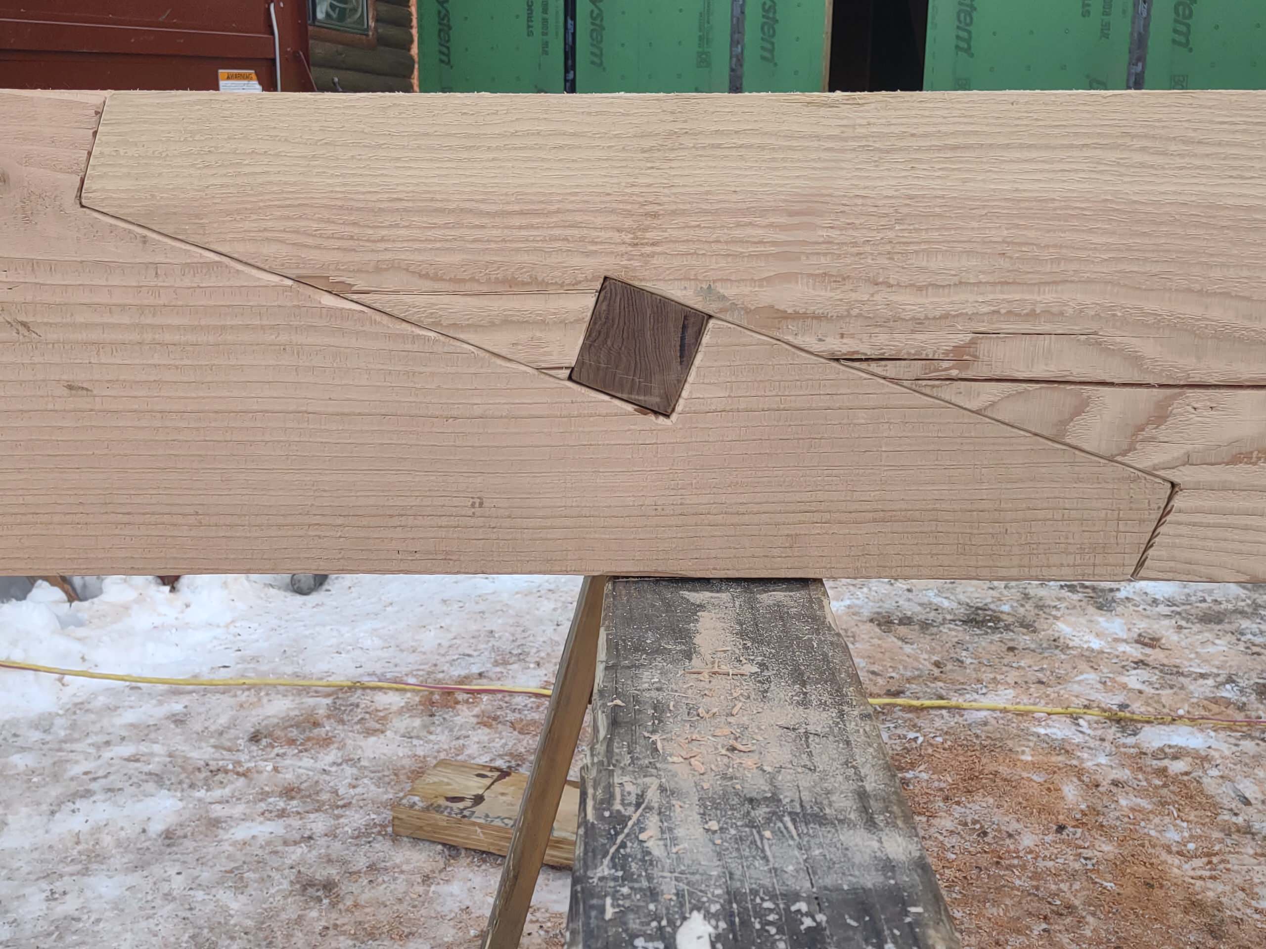 Recent Project: Under squinted stop splayed scarf joint with table and wedge