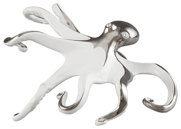 Ahura Octopus Ceramic Figure White Beach Style Decorative Ahura Octopus Ceramic Figure Silver