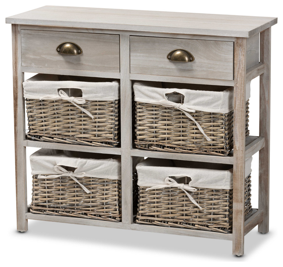 Kaan Contemporary Gray 2Drawer Storage Unit With Baskets Tropical