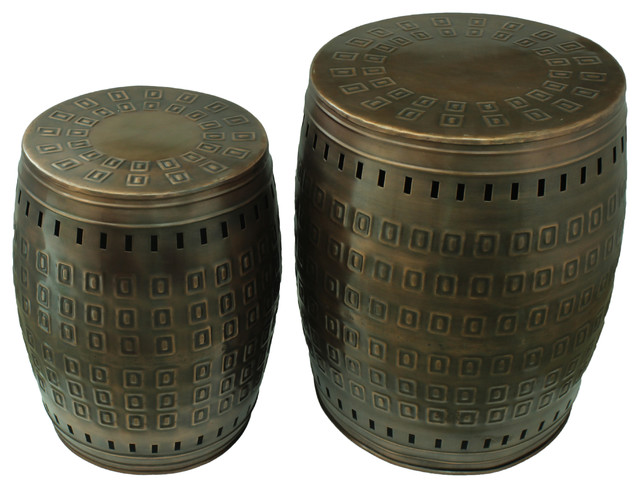 Saffron Fabs Hand Hammered 2 Piece Metal Stool Mediterranean Accent And Garden Stools By Saffron Fabs Houzz