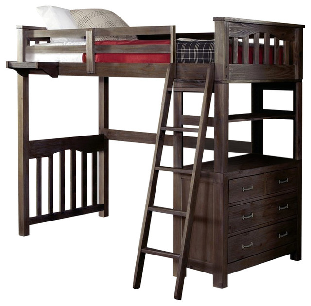 Ne Kids Highlands Twin Loft Bed With Desk In Espresso