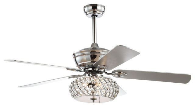 Crista 52 3 Light Metal And Wood Led Ceiling Fan Chrome