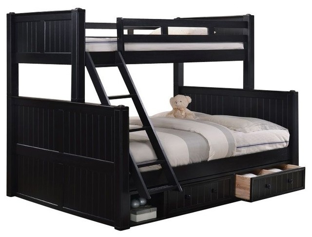 Beatrice Black Extra Long Full Over Queen Bunk Bed With Underbed Beatrice Black Extra Long Full Over Queen Bunk Bed With Underbed Storage Drawers