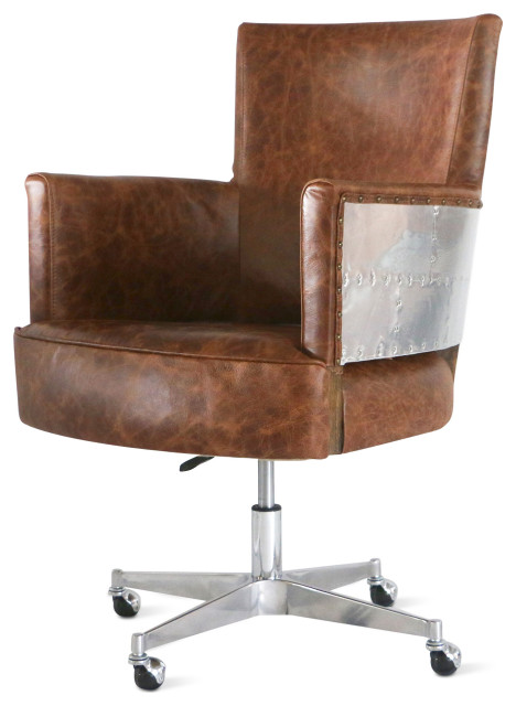Aviator Adjustable Executive Office, Genuine Leather Office Chair
