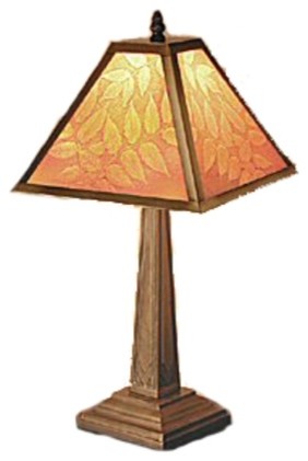 Accent Table Lamp with Etched Leaves Porcelain Shade